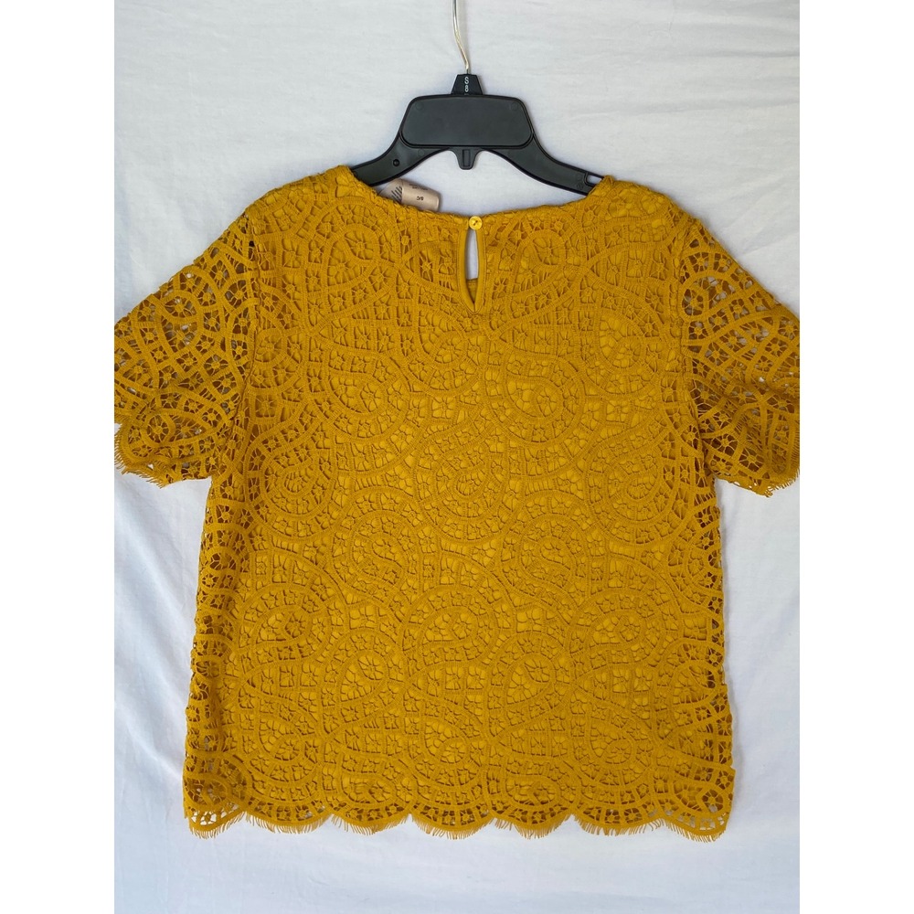 Philosophy womens mustard yellow lace boho blouse dress shirt sz small - Picture 5 of 5